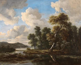 River Landscape with Wooded Banks